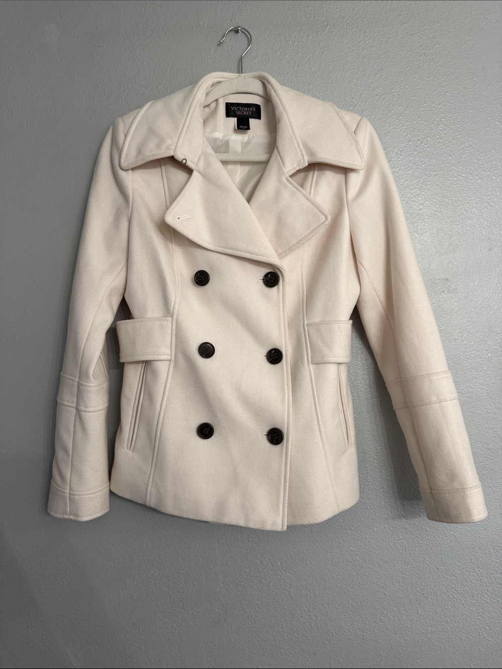 Victoria's Secret Cream Double-Breasted Peacoat